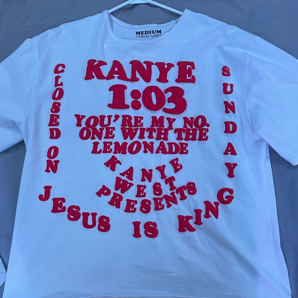 Kanye West graphic bubble letter T shirt size medium.
